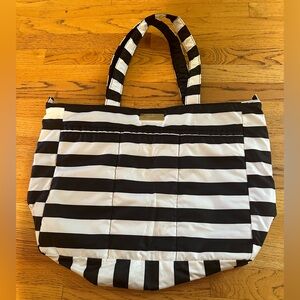 Ju-Ju-Be Super Be Striped Nylon Diaper Bag Tote, Black and White Striped